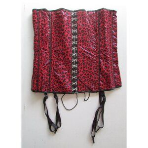 Red Vinyl Animal Print Corset Set - NEW